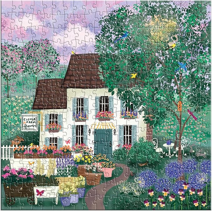 Galison Garden Path – 300 Piece Puzzle Fun and Challenging Activity with Bright and Bold Artwork of Country Cottage and Plant Path for Adults and Families