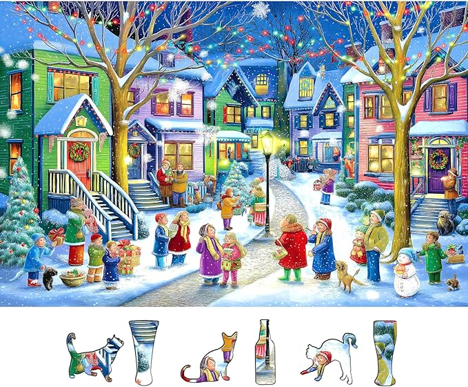 500 Piece Puzzle Christmas Village - Happy Backyard Under The Trees Jigsaw Puzzle for Adults Adults and Teens Family Challenging Perfect for Game Nights (23 x 15 inch)