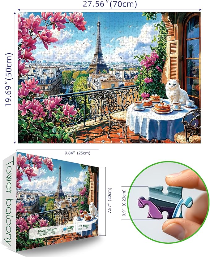 Spring Paris 1000 Piece Puzzles for Adults Clearance, Impossible Challenge Art Jigsaw Puzzle, for Gifts Party Games Family, 27.5" X 19.7" Dust-Free Puzzle