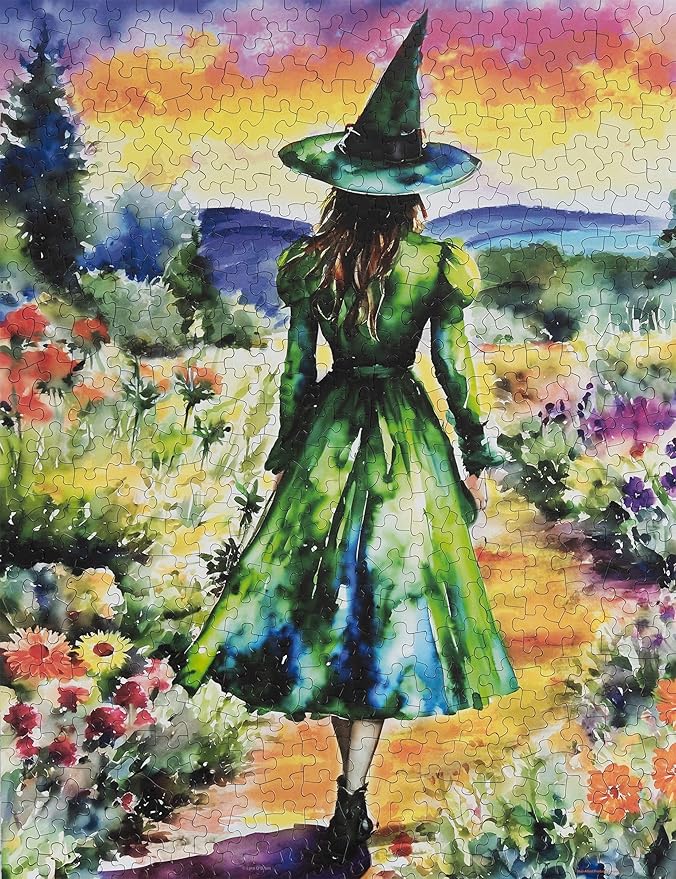 Springbok A Witches Journey 500 Piece Jigsaw Puzzle for Adults - Green Witch in Meadow - Unique Cut Pieces - Made in USA