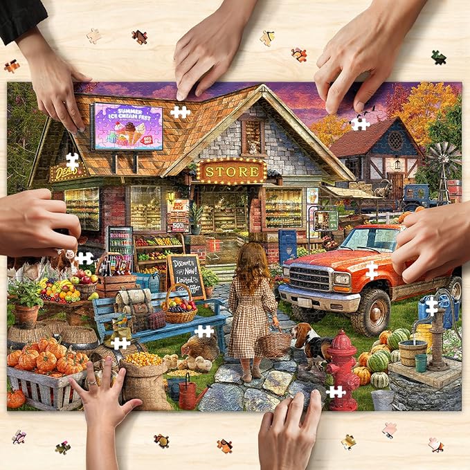 Town Store Jigsaw Puzzles for Adults 1000 Pieces, Difficult Puzzles Perfect for Game Night, Great Gift Idea, Size 26.65 x 19.25 in