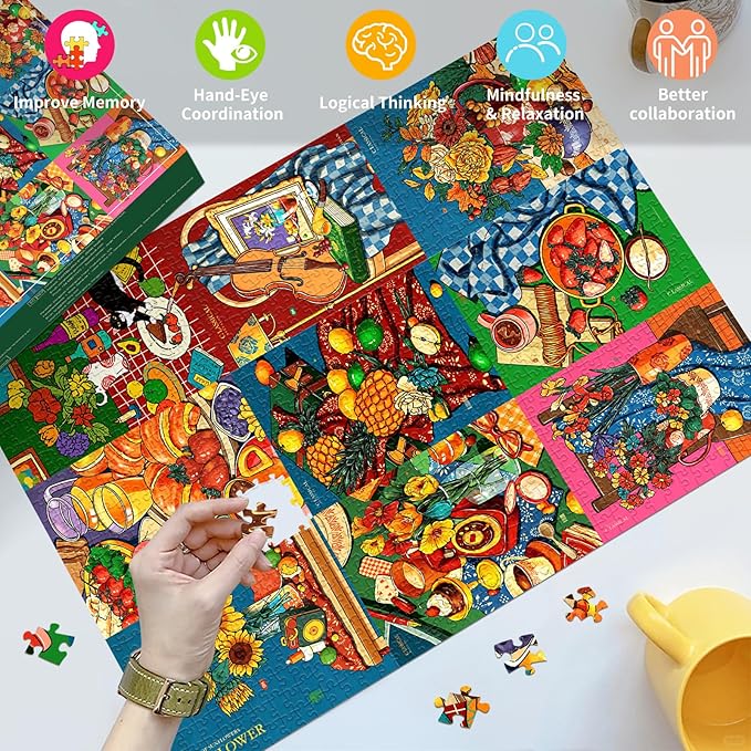 HUADADA Puzzles for Adults 1000 Pieces, 3x3 Grid Illustration Challenge Puzzle, Original llustration 1000 piece Puzzle for Adults ‌Family Interactive Game Gift