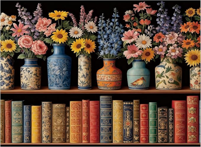 Puzzles for Adults 500 Pieces, Vintage Flower Book Puzzle, Wildflower Pages Jigsaw Puzzle,Finished Size 20.5"x15"