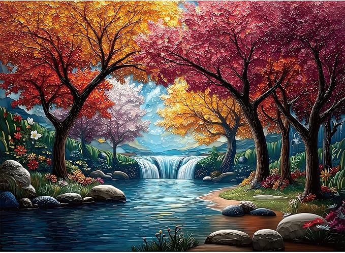 Landscape Puzzles for Adults 500 Pieces, Forest Jigsaw Puzzles 500 Pieces - Color Forest, Impossible Puzzle for Landscape Decor, Finished Size 20.47 * 14.96”, with 1:1 Poster, Letter on The Back