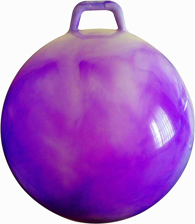 AppleRound Hippity Hoppity Hopball with Pump, Sit-on Bouncy Exercise Ball with Handle, 22 inch / 55 cm for Kids & Teens Ages 10-13, Cloud Colors (Purple)