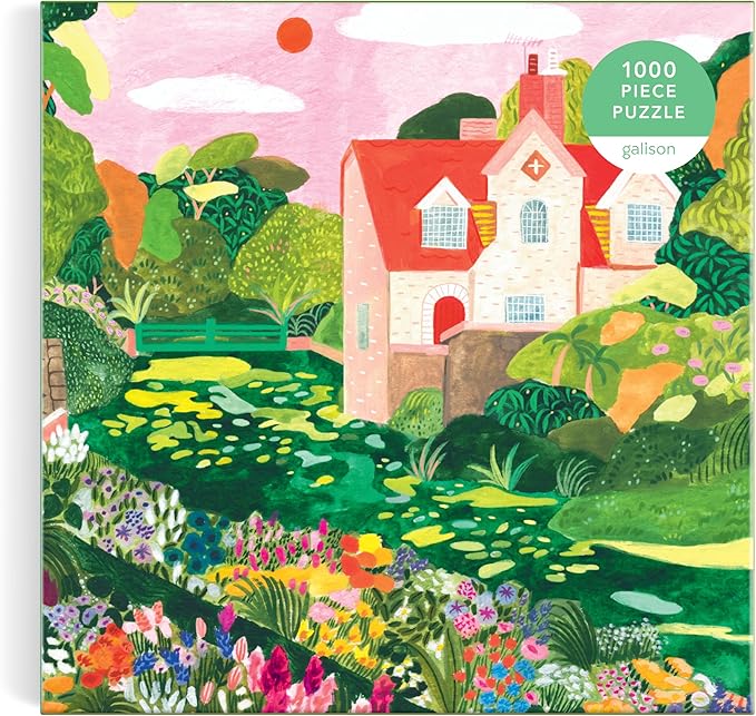 Galison Blooming Meadow – 1000 Piece Jigsaw Puzzle Featuring Beautiful Artwork of A Cottage in A Spring Meadow