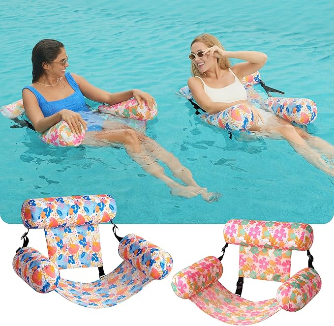 SLOOSH Inflatable Pool Floats Adult,2 Packs Floating Lounge Chairs,Blow up Pool Noodles for Adult Heavy Duty,Floating Chair for Party Summer Water Beach Lake Fun