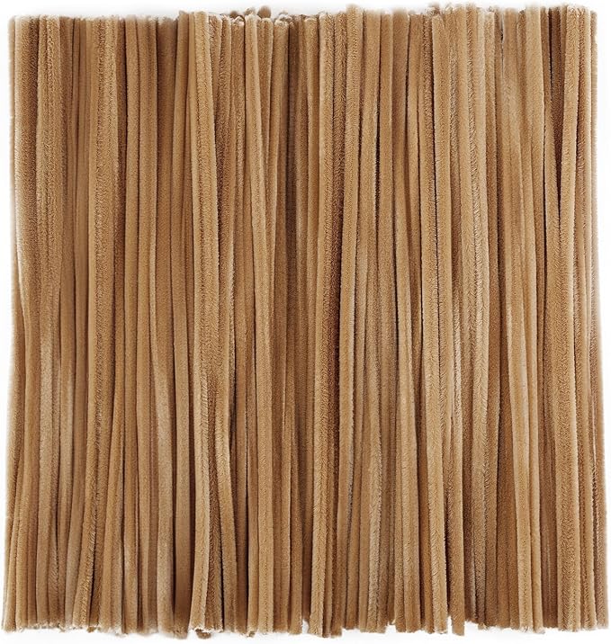 Caydo 200 Pieces Light Brown Pipe Cleaners,Thick Fluffy Chenille Stems, Pipe Cleaner Crafts for Arts & Crafts, Perfect for Making Animals, Flowers, and Festive Decorations