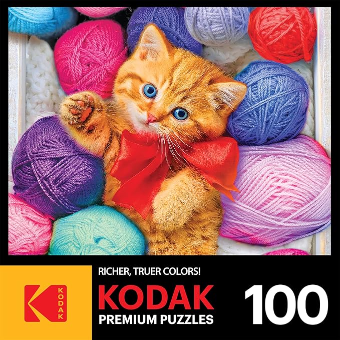 RoseArt - Kodak Premium - Cuddly Yarn Box - 100 Piece Jigsaw Puzzle for Adults