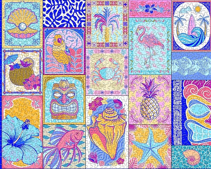 Springbok Tropical Vibes 1000 Piece Jigsaw Puzzle for Adults - Colorful and Bright Collage - Unique Cut Pieces - Made in USA
