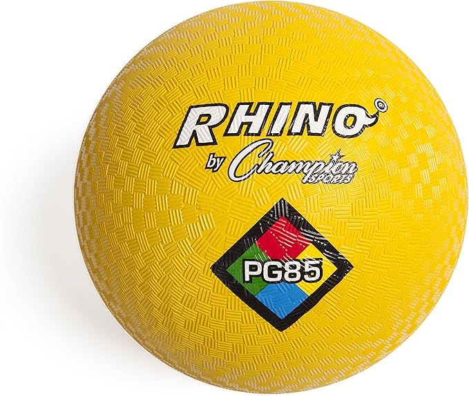 Champion Sports Rhino Playground Balls 8.5"D - Two Ply, Nylon Wound, YELLOW