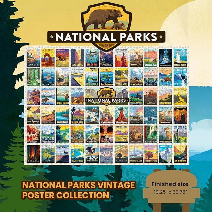 MasterPieces National Parks Maps 1000 Piece Jigsaw Puzzle for Adults, Family, Or Youth - America's National Parks by Anderson Design