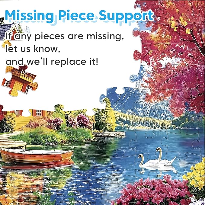 4-Pack 100 Piece Puzzles for Adults 4 Seasons Country Cottages Large Piece Puzzles for Seniors Dementia Alzheimer's Products Activities for Elderly Adults Kids Puzzle for Kids Ages 6-8 8-10