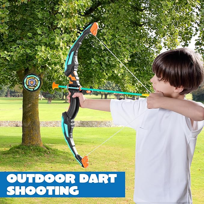 JOYIN Kids Bow and Arrow Set, LED Light Up Archery Toy Set with 9 Suction Cup Arrows, Target & Arrow Case, Indoor and Outdoor Hunting Play Gift Toys for Kids, Boys & Girls Ages 6-12
