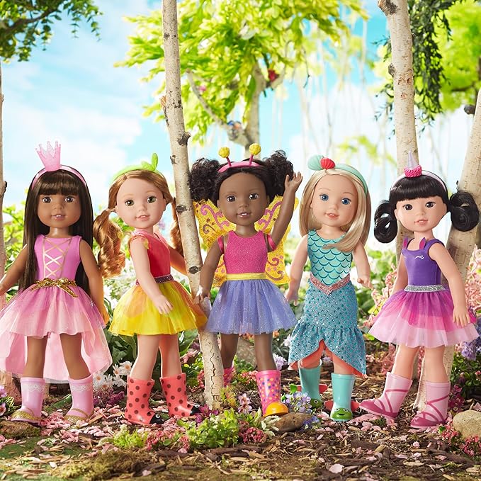 American Girl WellieWishers 14.5-inch Ashlyn Doll with Pink Leotard, Glitter Skirt, Headband, and Boots, For Ages 4+