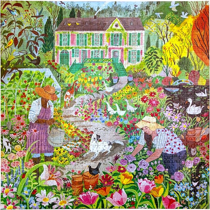 eeBoo 1000 Piece Puzzle - French Flower Jigsaw Puzzle for Adults, Square 23" x 23" Made with Recycled Board & Vegetable-Based Ink