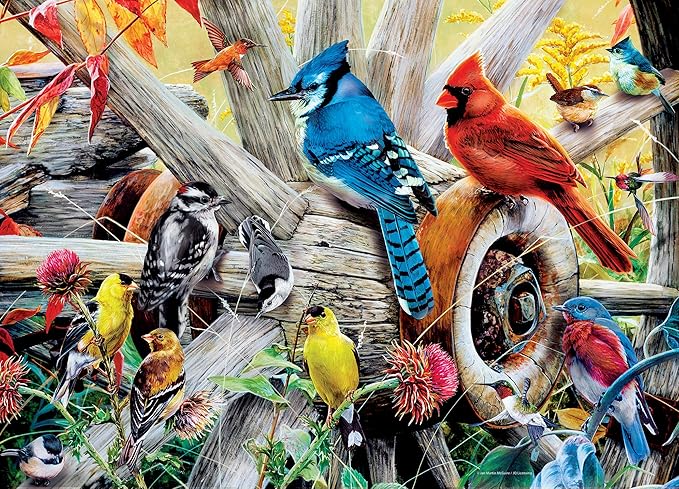 MasterPieces 1000 Piece Jigsaw Puzzle for Adults, Family, Or Youth - Backyard Birds - 19.25"x26.75"