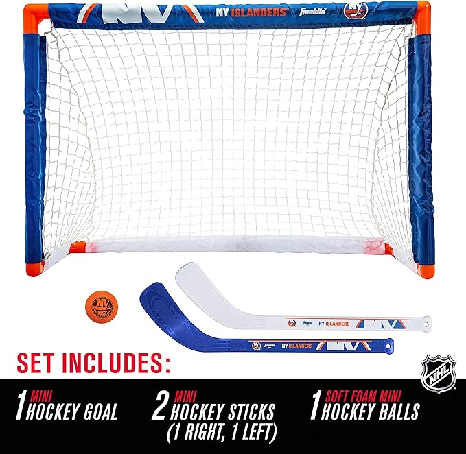 Franklin Sports NHL Mini Hockey Set - Kids Indoor Knee Hockey Goal, Ball, + 2 Stick Combo - Youth Team Indoor Toy Set - Official - Ages 3+
