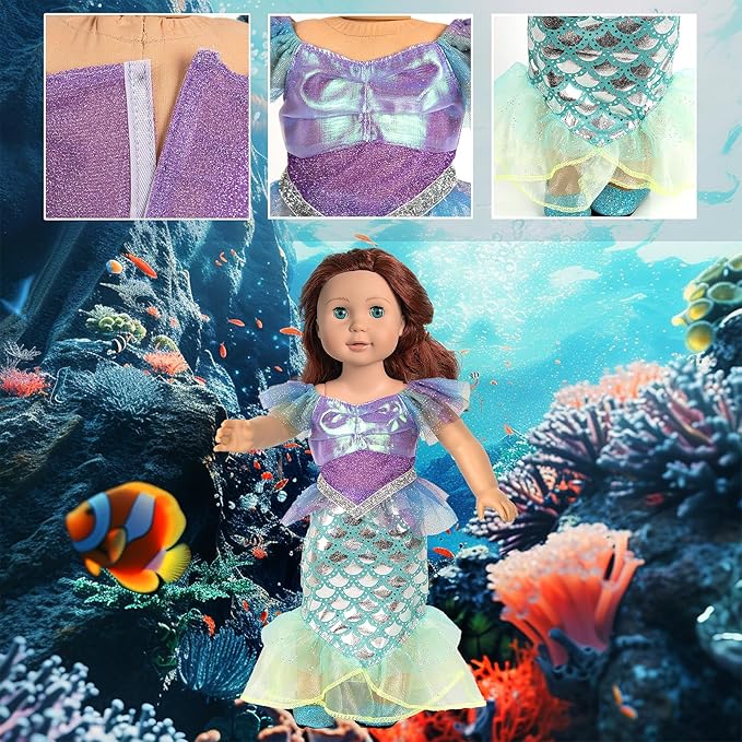 WONDOLL 18 inch Doll Clothes Accessories - 6Pcs Different Fairytale Costume Dress