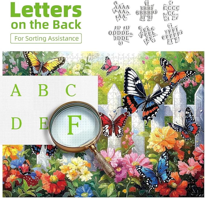Puzzles for Adults 1000 Pieces, Colorful Garden Butterfly Jigsaw Puzzle for Family Decoration, Party Game, Finished Size 27.5" x 19.7"