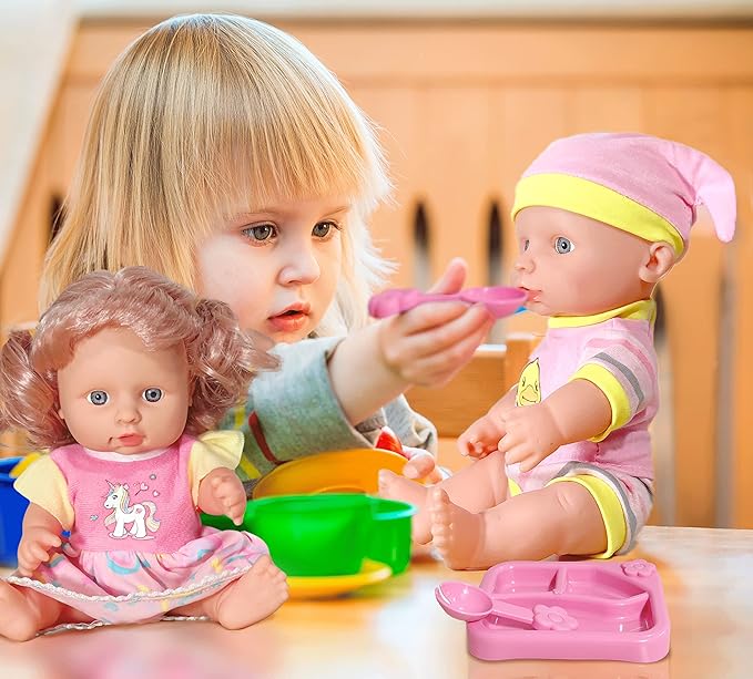 ARTST Doll-Clothes-Accessories 7 Set Baby-Doll-Clothes Suitable for 8-10-Inch-Dolls Included Tablewar and Hangers