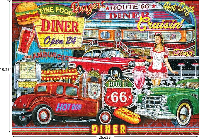 RoseArt - Kodak Premium - 50's Diner - 1000 Piece Jigsaw Puzzle for Adults