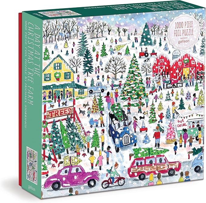 Galison Michael Storrings Christmas Tree Farm 1000 Piece Foil Puzzle from Galison - 20" x 20" Holiday Puzzle Featuring Beautiful Illustrations, Thick and Sturdy Pieces, Makes a Wonderful Gift!