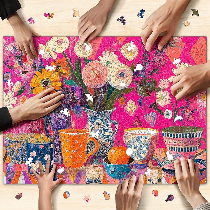 Puzzles for Adults 1000 Pieces - Flowers Art: Difficult Challenging Unique Jigsaw Puzzle for Adults, Gift for Women, 6-Color-Zone on Back Puzzles