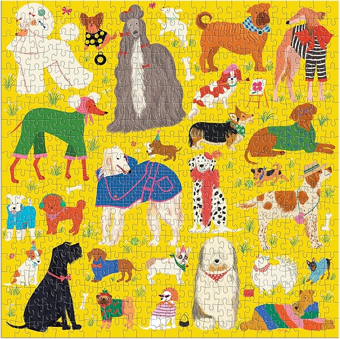 Galison Fashionable Dogs – 500 Piece Jigsaw Puzzle Featuring Vibrant Artwork of Well Dressed and Glamorous Dogs in All Shapes and Sizes