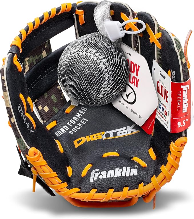 Franklin Sports Kids Baseball Gloves - RTP Youth Teeball Glove + Ball Set - Boys + Girls Teeball Mitt - Kids + Toddlers - 9.5"