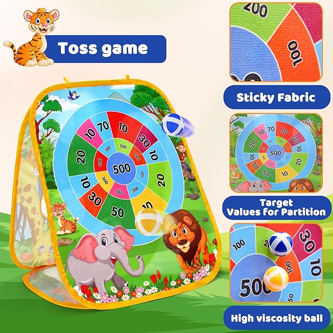 3 in 1 Bean Bag Toss Outdoor Toys for Toddlers Kids, Cornhole Outside Toys, Carnival Game Toodler Outdoor Indoor Gift for Birthday or Christmas for Ages 3-12 (Animal)