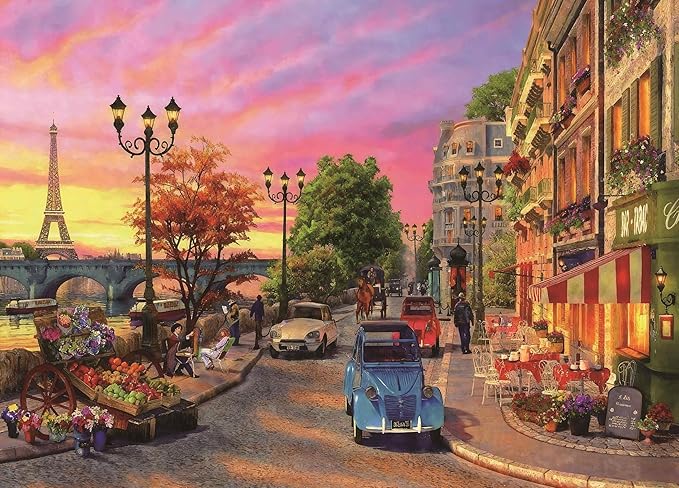 Puzzle for Adults 1000 Pieces, Vintage Paris Sunset Street Puzzle, Challening Impossible Difficult Hard Fun 1000 Pieces Jigsaw Puzzles for Adults