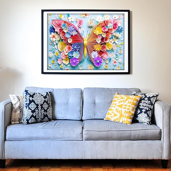 Think2Master Colorful Vibrant Flower Butterfly 500 Pieces Large Format Jigsaw Puzzle: 13+, Teens, Adults & Families. Paper Art High Resolution. Great Gift. Size: 26.8” X 18.9”