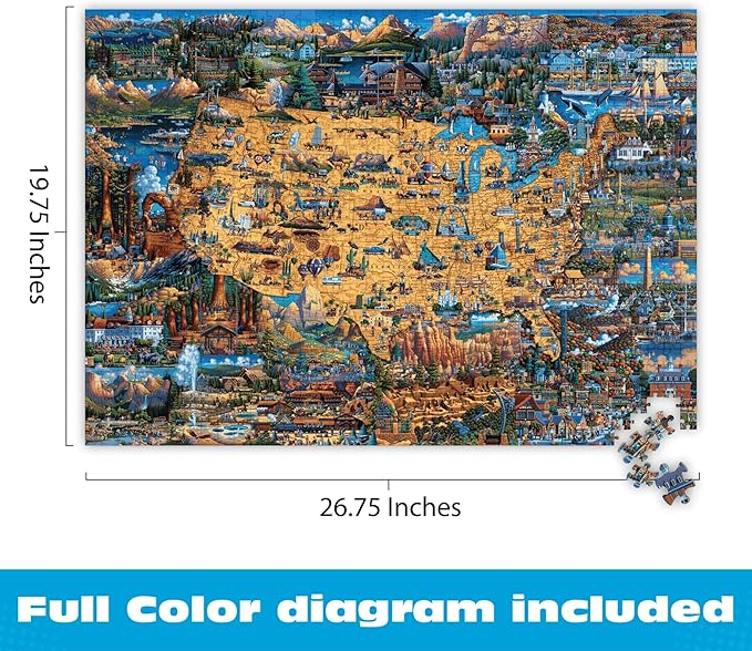 Buffalo Games - Jigsaw Puzzles 1000 Pieces - Dowdle National Parks Map - 1000 Piece Puzzle for Adults - Premium Giftable Foil Box with Reference Poster - Made in USA