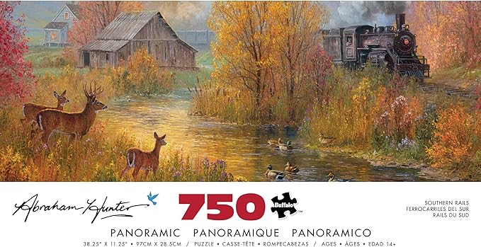 Buffalo Games – Southern Rails - Abraham Hunter - 750 Piece Fall Panoramic Jigsaw Puzzle – Scenic Autumn Landscape Artwork for Adults – Precision-Cut Pieces, Beautiful Seasonal Artwork