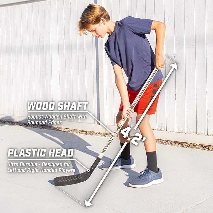 GoSports Street Hockey - Choose Between Street Hockey Goal Set with Sticks, Street Hockey Balls (6 Pack) or Street Hockey Sticks (2 Pack)