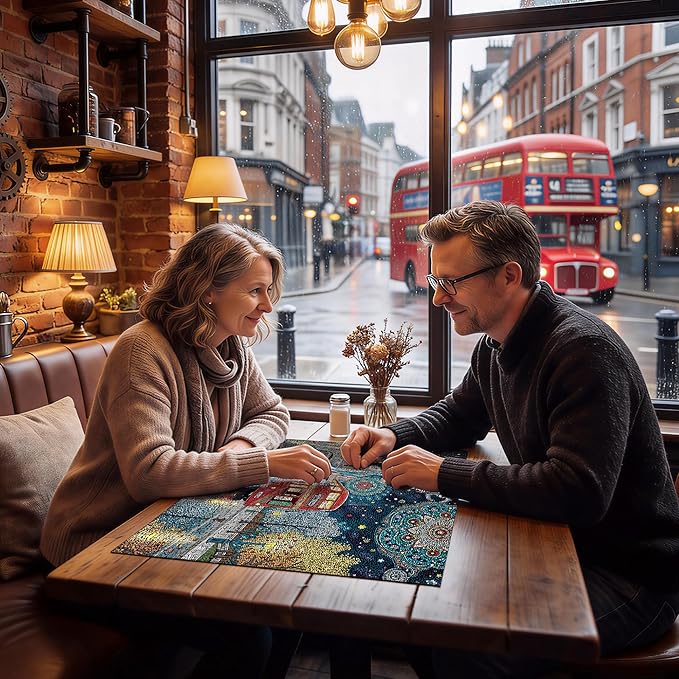 Puzzles for Adults 1000 Pieces, London Tower Bridge City Bus Van Gogh Starry Night, 1000 Piece Puzzle for Adults Seniors, Hard Jigsaw Puzzles with Letters on Back, 1:1 Poster