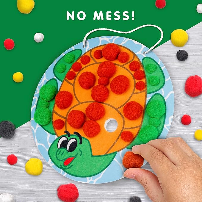 National Geographic Kids Pom Poms Arts and Crafts Kit - Pom Pom Animals Toddler Craft Kit, Preschool Art, Toddler Crafts Ages 3-5, Crafts for Toddlers 2-4 Years, Pom Pom Pictures