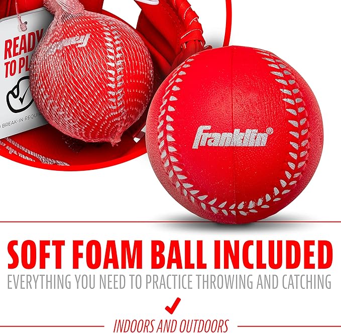 Franklin Sports Kids Baseball Gloves - RTP Youth Teeball Glove + Ball Set - Boys + Girls Teeball Mitt - Kids + Toddlers - 9.5"