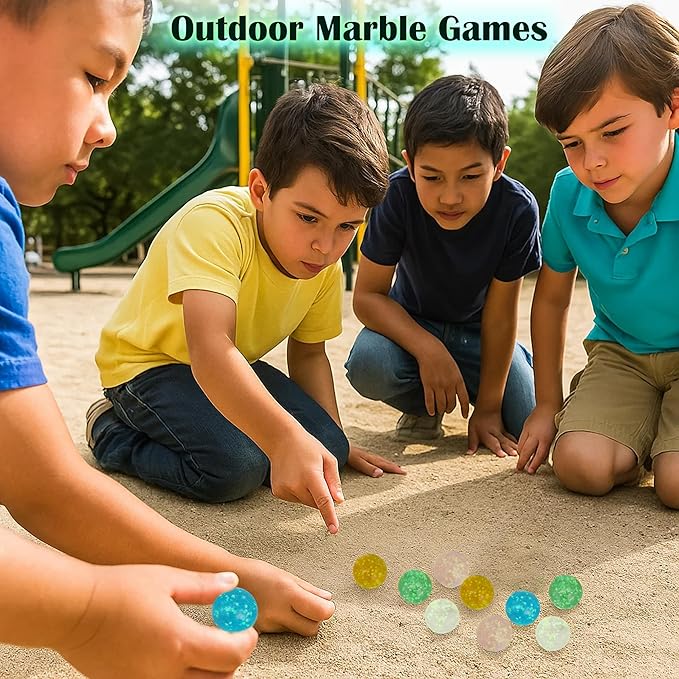 ARSUK Large Glass Shooter Marbles for Decoration 25mm/1 inch 10pcs Assorted Colour Marble Game, Marble Run Accessories Learning and Recreational, Sports & Outdoor Play (10pcs Glowinthe Dark Marbles)