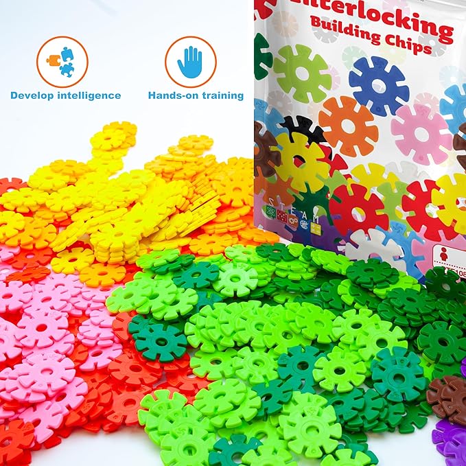 PicassoTiles Building Chip Interlocking Disc Construction Blocks in Orange Color STEM Learning Early Education Toy Engineering Playset Child Brain Development for Toddlers Girls Boys Kid Age 3+ PTF108