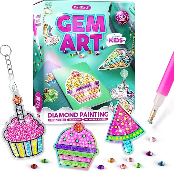 Dan&Darci Diamond Art Kit for Kids - Gem Painting - Easter Arts & Crafts Kits for Ages 6-12 - Gifts for 6, 7, 8, 9, 10, 11, 12 Year Old Boy & Girl - Girls Birthday Toys Gift Ideas - Craft Activities
