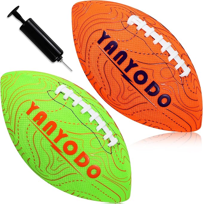 Pool Beach Water Football - 2 Pack Waterproof Football Great Grip for Swimming Pool Beach Lake Park Backyard Outdoor Play(Size 6,Orange&Green)