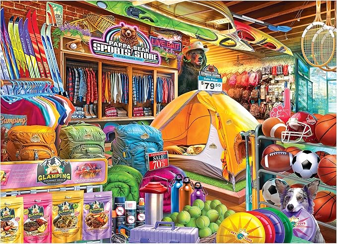 RoseArt Kodak Premium 1000 Piece Jigsaw Puzzle for Adults – Papa Bear Sporting Goods – Colorful Outdoor Camping & Sports Store Scene – Rich, Vivid Colors – 26.625 x 19.25 Inches