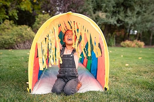 Pacific Play Tents 95200 Kids Super Sensory 9-Foot D Style Institutional Crawl Play Tunnel, 9' x 30" x 30", Multicolored