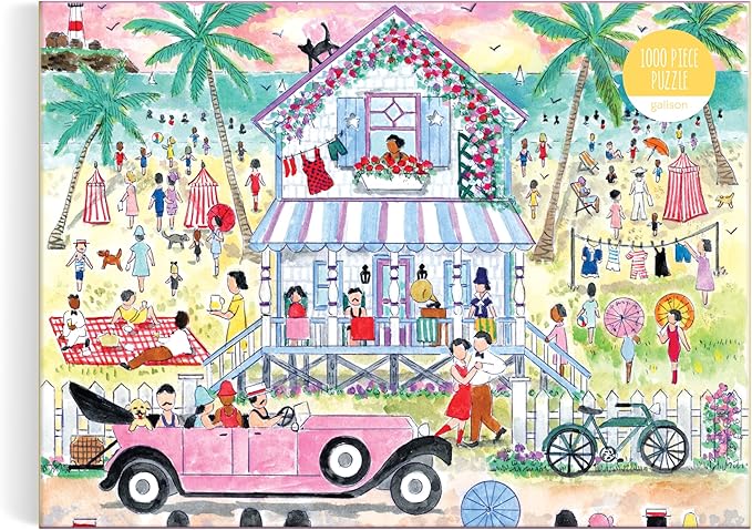 Galison Roaring 20s Beach House – 1000 Piece Michael Storrings Jigsaw Puzzle Featuring Beautiful Artwork of 1920s Inspired Beach House