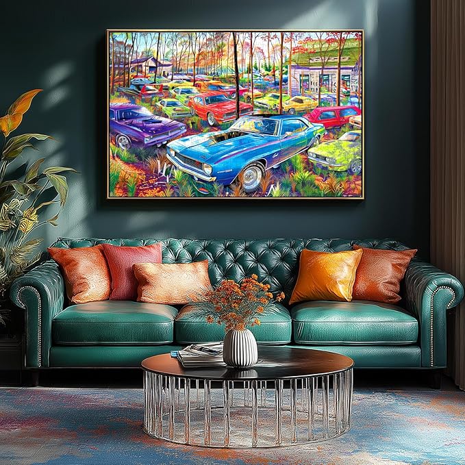 Woods's Vintage Cars 500 Piece Puzzle for Adults, Unique Puzzles for Adults 500 Pieces with HD Print Poster, 23” X 15" Dust Free, for Gifts Birthday Holiday Party Family Games Lovers
