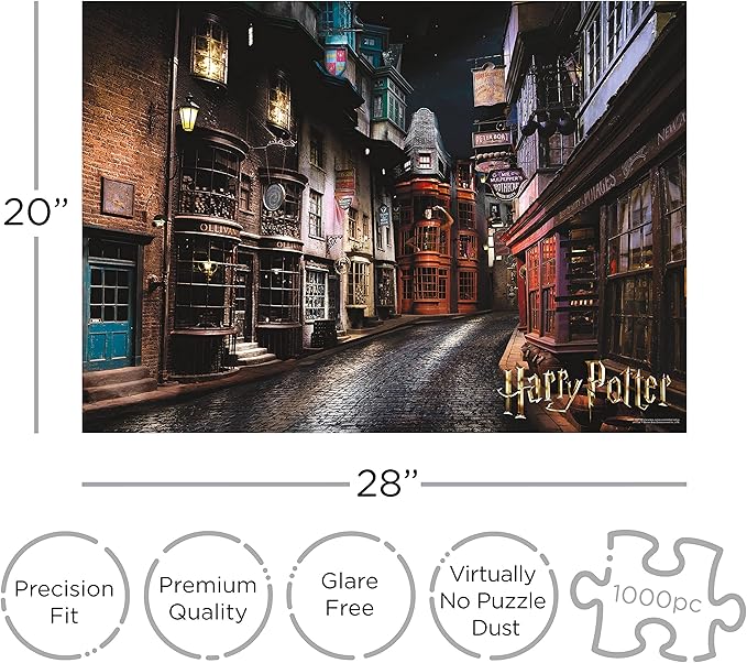 AQUARIUS Harry Potter Puzzle Diagon Alley (1000 Piece Jigsaw Puzzle) - Officially Licensed Harry Potter Merchandise & Collectibles - Glare Free - Precision Fit - Virtually No Puzzle Dust - 20x28in