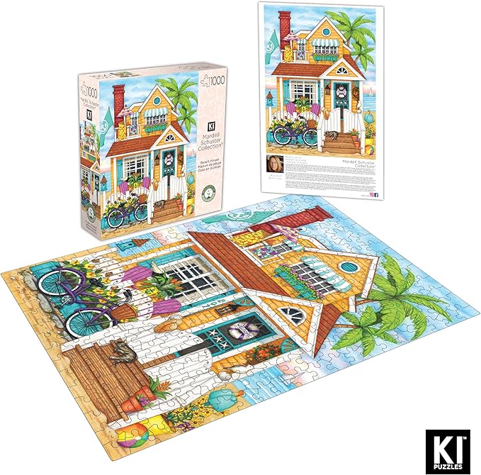 1000 Piece Puzzle for Adults Mardell Schuster Beach House Colorful Seaside 27x20 Jigsaw Puzzle