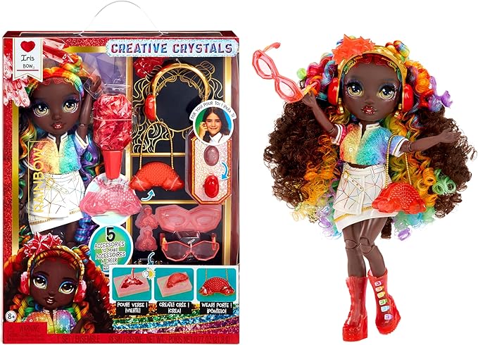 Rainbow High Creative Crystals Iris - Rainbow 11” Fashion Doll with Crystal Accessory Make It Kit, Ring for You, DIY, Crafts, Resin Play, Kids Gift 8+